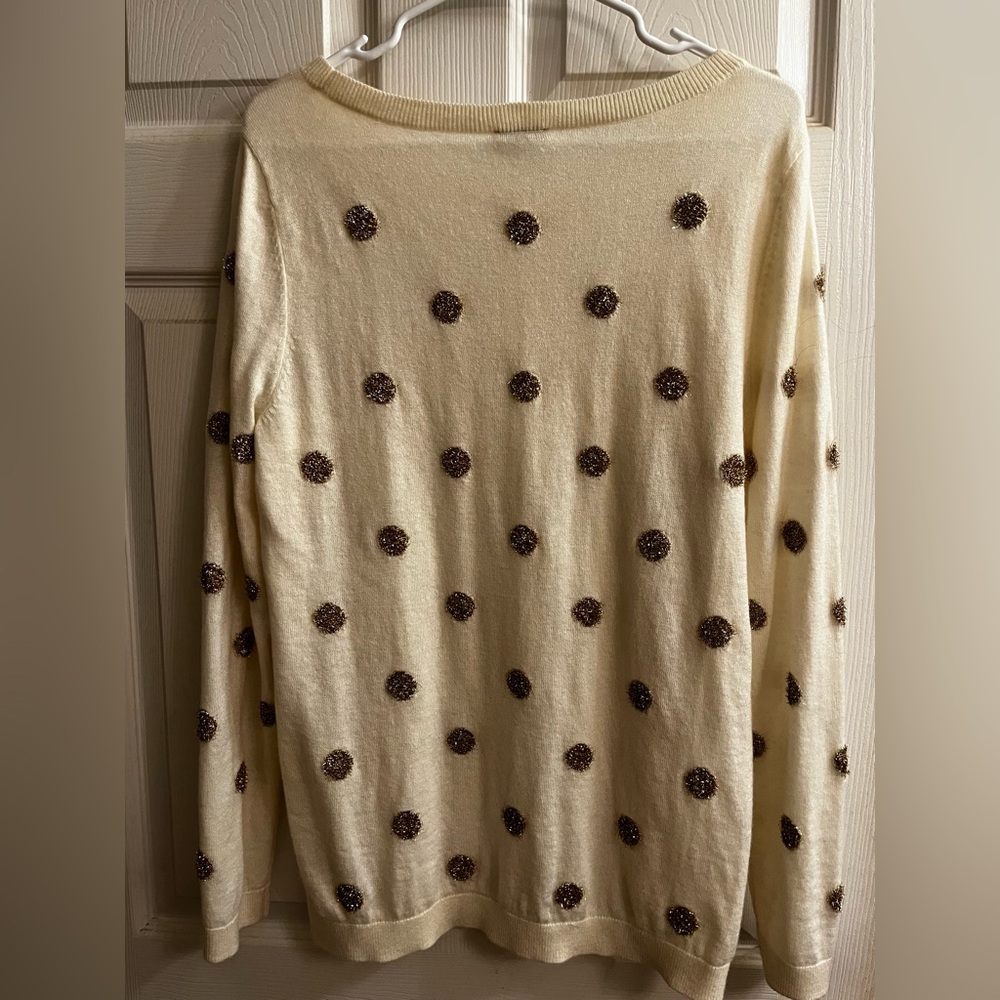 Talbots~GOLD & CREAM Ribbed Sweater~DETAIL ON THE WHOLE SWEATER~M - Picture 8 of 9